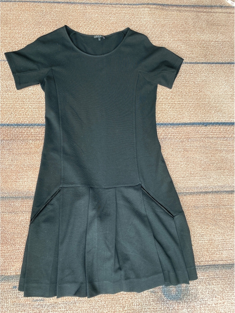 Theory Edilina drop waist mini dress pleated large quiet luxury minimalist